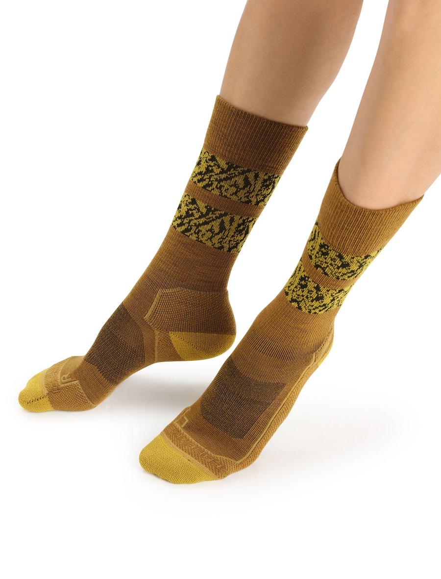 Clove / Silent Gold Icebreaker Merino Hike+ Light Crew Natural Summit Women's Socks | AU 1402KORI